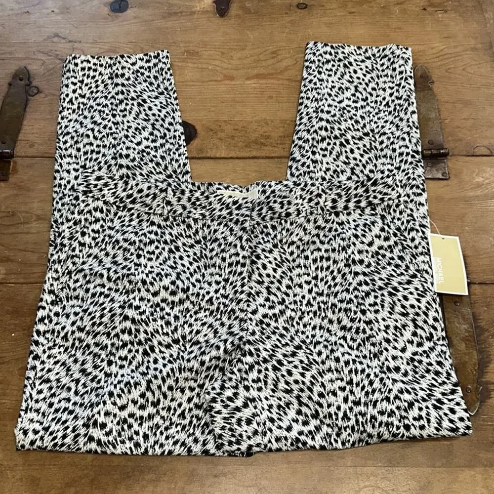 Woman’s Michael Kors Miranda Jaguar Print Cotton Pants Black and White Size 12